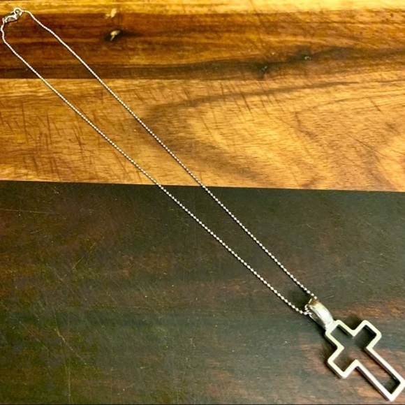 Platinum Plated Ball Chain Ornate Cross Pendant Necklace - Picture 4 of 5